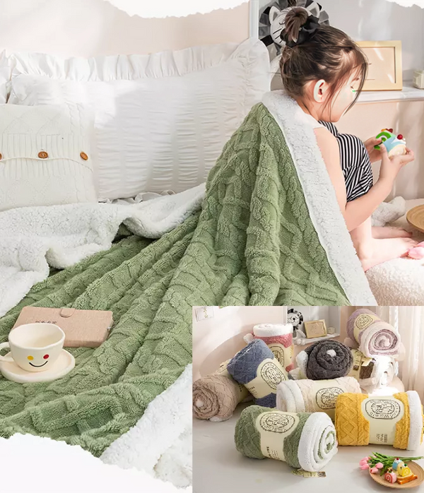 Double-Sided Fleece Bed Throw Blanket